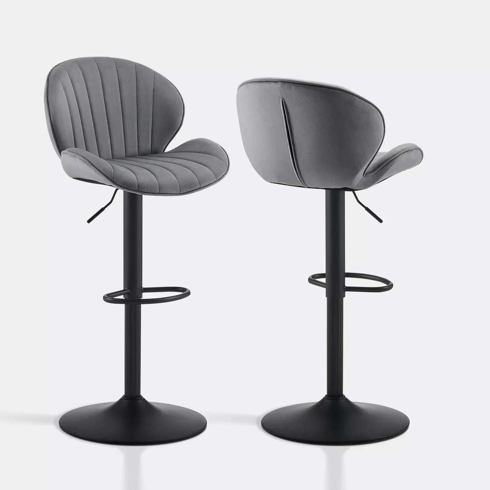 Caryol Velvet Bar Stool [Height Adjustable][Set of 2]-6