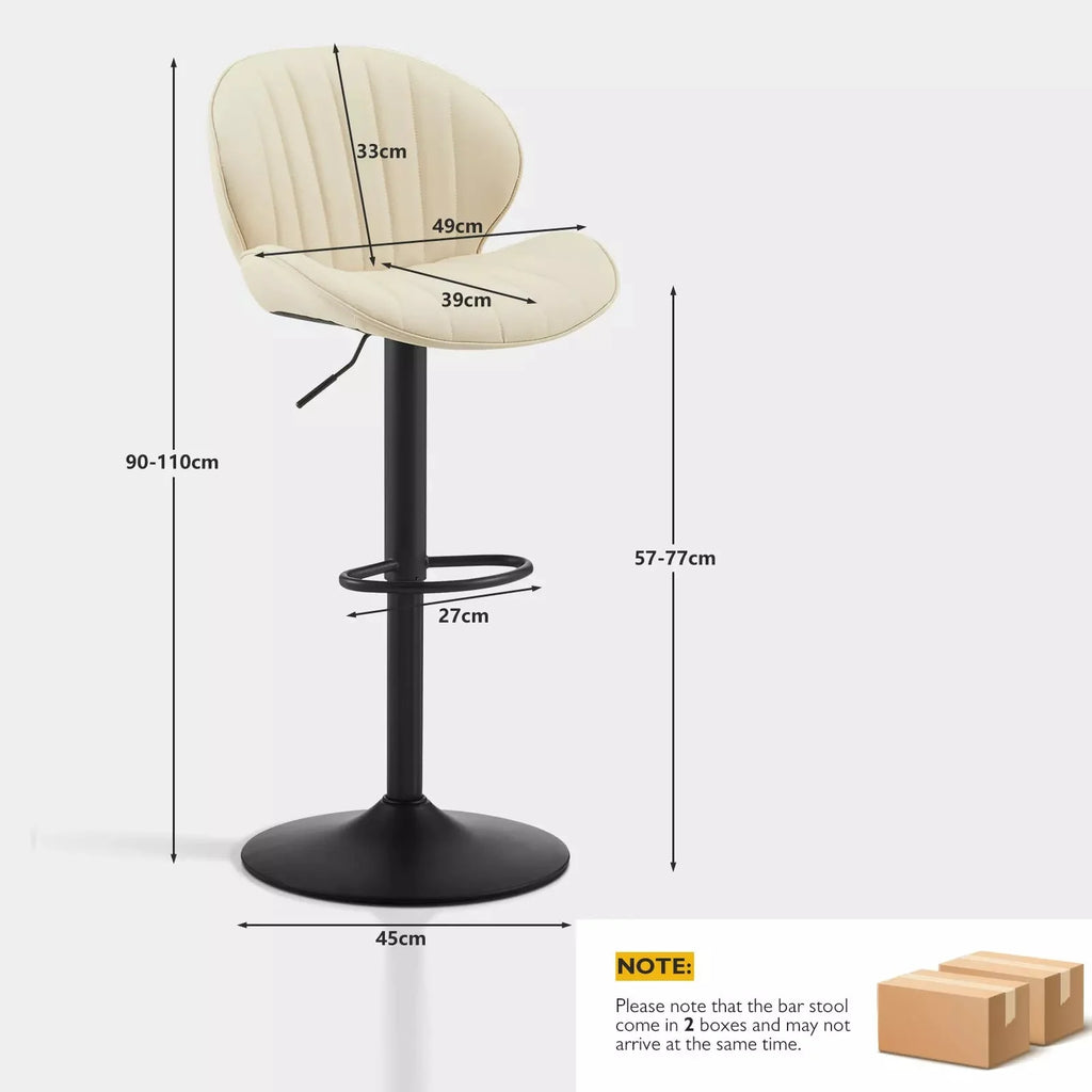 Caryol Faux Leather Bar Stool [Height Adjustable][Set of 2]-4
